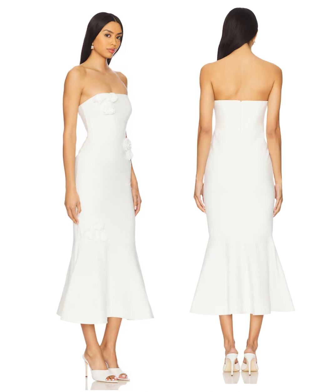 Likely Cream Ivory Ilene Rosette Mermaid Hem Strapless Midi Dress Womens 6